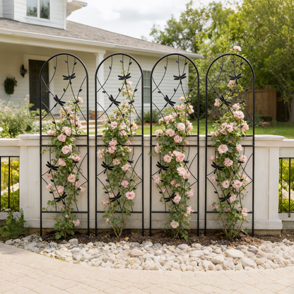 4 Pack Metal Garden Trellis 71" x 19.7" Rustproof Trellis for Climbing Plants Outdoor Flower Support Dragonfly Deco Black image 7