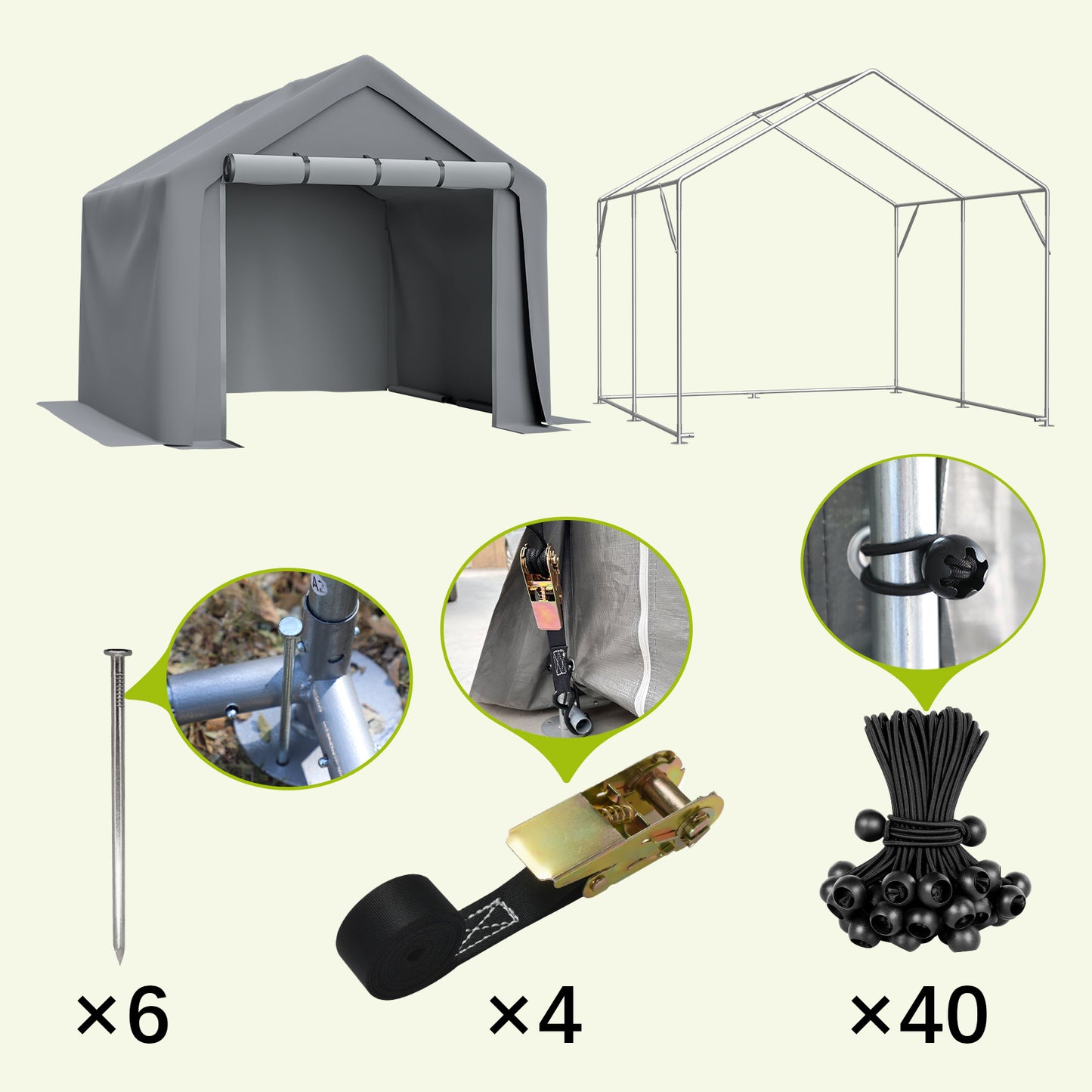 8x8 FT Multi-Purpose Outdoor Shelter Waterproof & UV-Resistant with Roll-Up Doors image 4