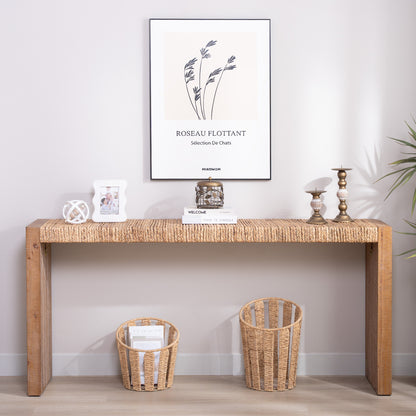 69" Natural Seagrass Console Table – Handwoven Top with Engineered Wood Frame image 1
