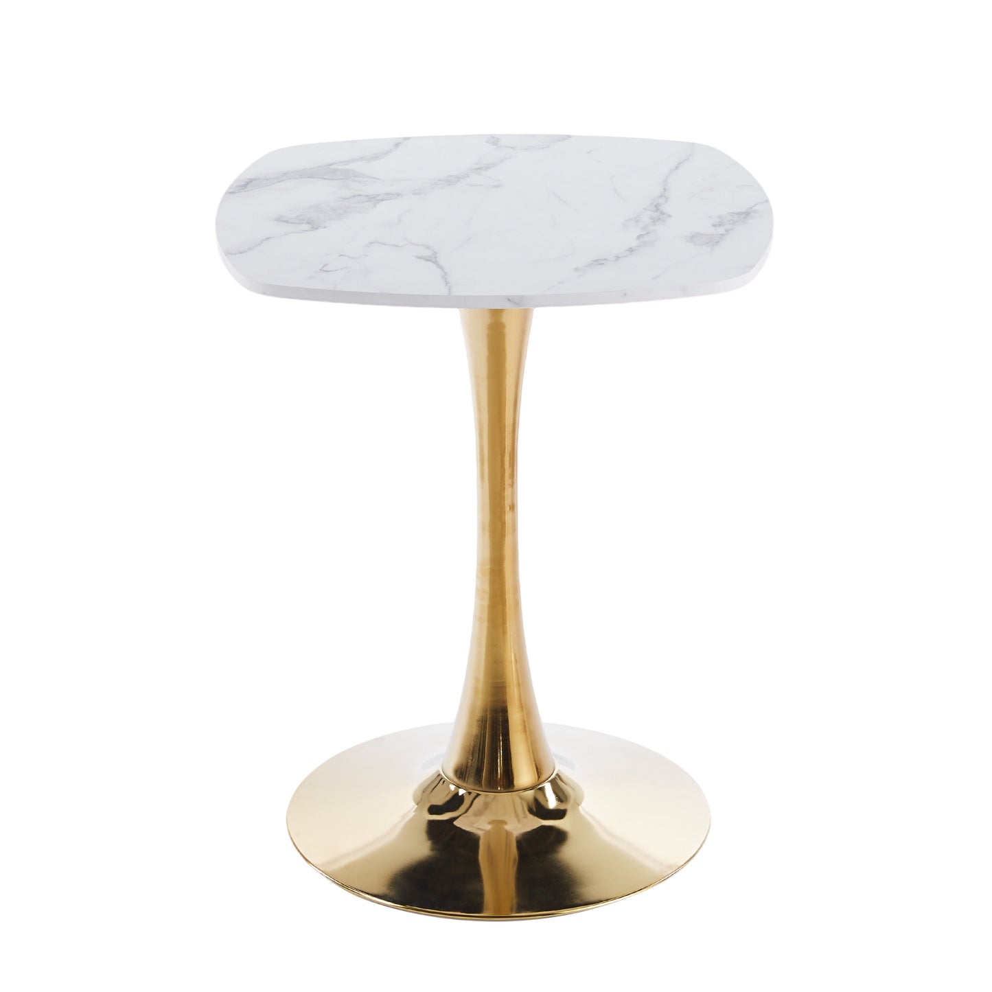 Square Tulip Dining Table for 2-4 Persons, 24 Inch Small Kitchen Table with Sturdy Golden Metal Pedestal Base, Modern Bistro Table for Small Space, Apartment, Cafe, Office, Living Room (White & Gold) image 8