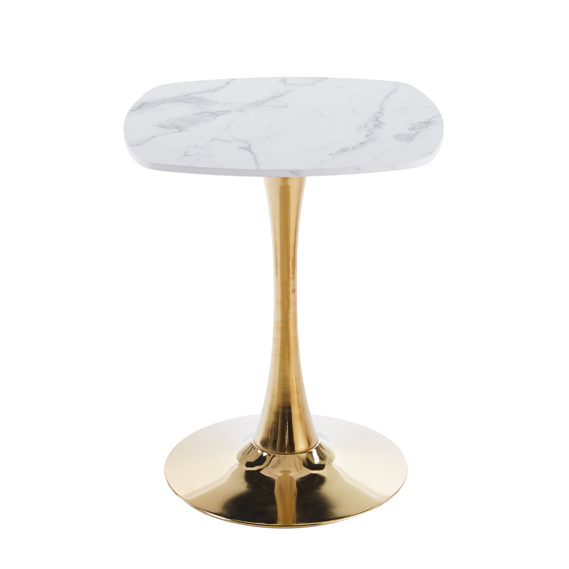 Square Tulip Dining Table for 2-4 Persons, 24 Inch Small Kitchen Table with Sturdy Golden Metal Pedestal Base, Modern Bistro Table for Small Space, Apartment, Cafe, Office, Living Room (White & Gold) image 8