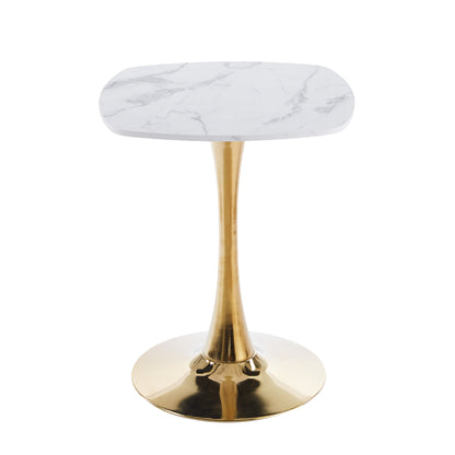 Square Tulip Dining Table for 2-4 Persons, 24 Inch Small Kitchen Table with Sturdy Golden Metal Pedestal Base, Modern Bistro Table for Small Space, Apartment, Cafe, Office, Living Room (White & Gold) image 8