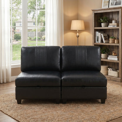 Flexible PU Modular Sofa,Convertible Shapes, Storage & Sleeper Function for Living Room-2seats image 1