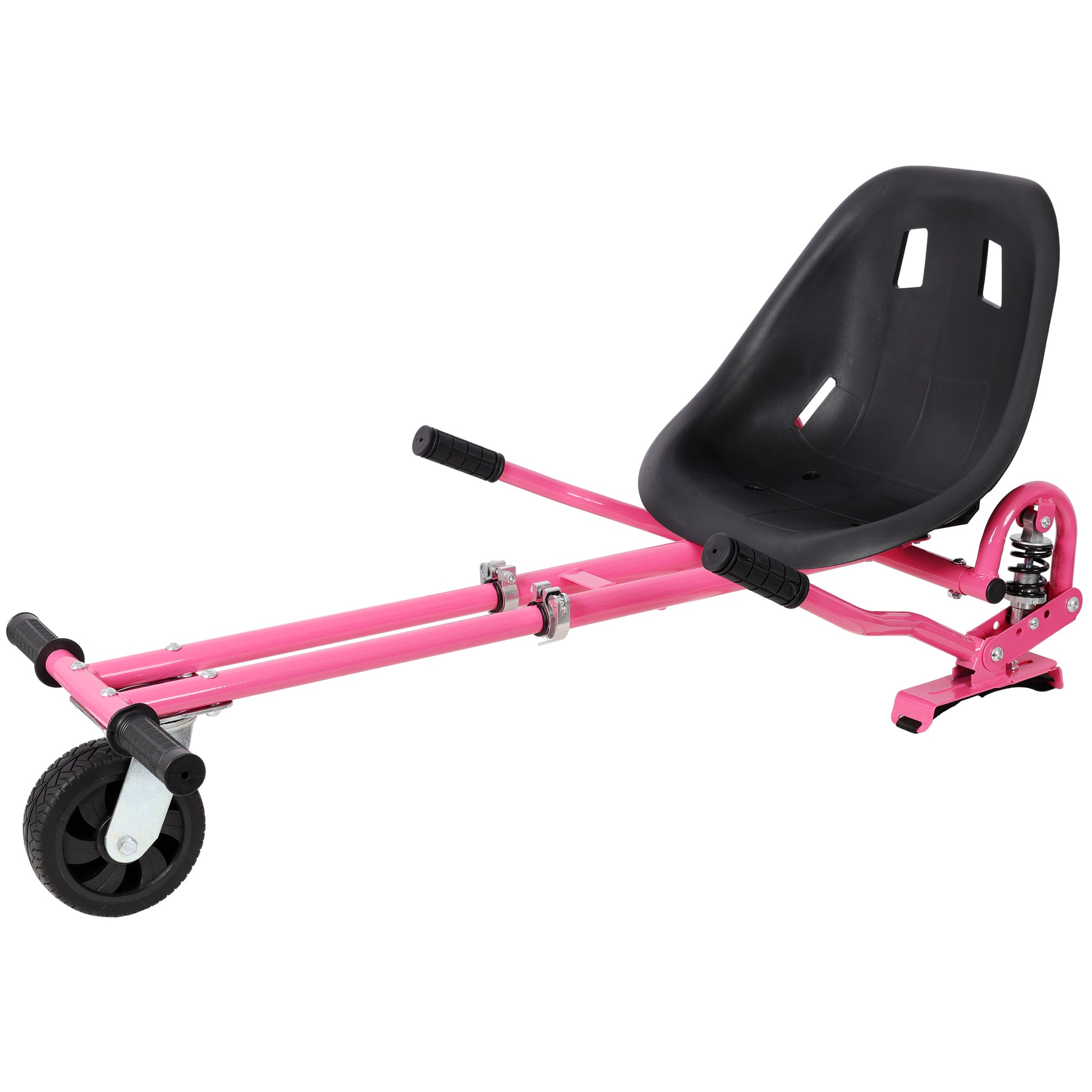 Hoverboard Seat Attachment Go-Kart,Fits 6.5" 8"10" Hoverboards, Heavy Duty Dual Pole & Dual Shock Absorber,Sturdy Adjustable Off-Road Frame,Hover Cart for Family Fun,not include Hoverboard,Pink image 8