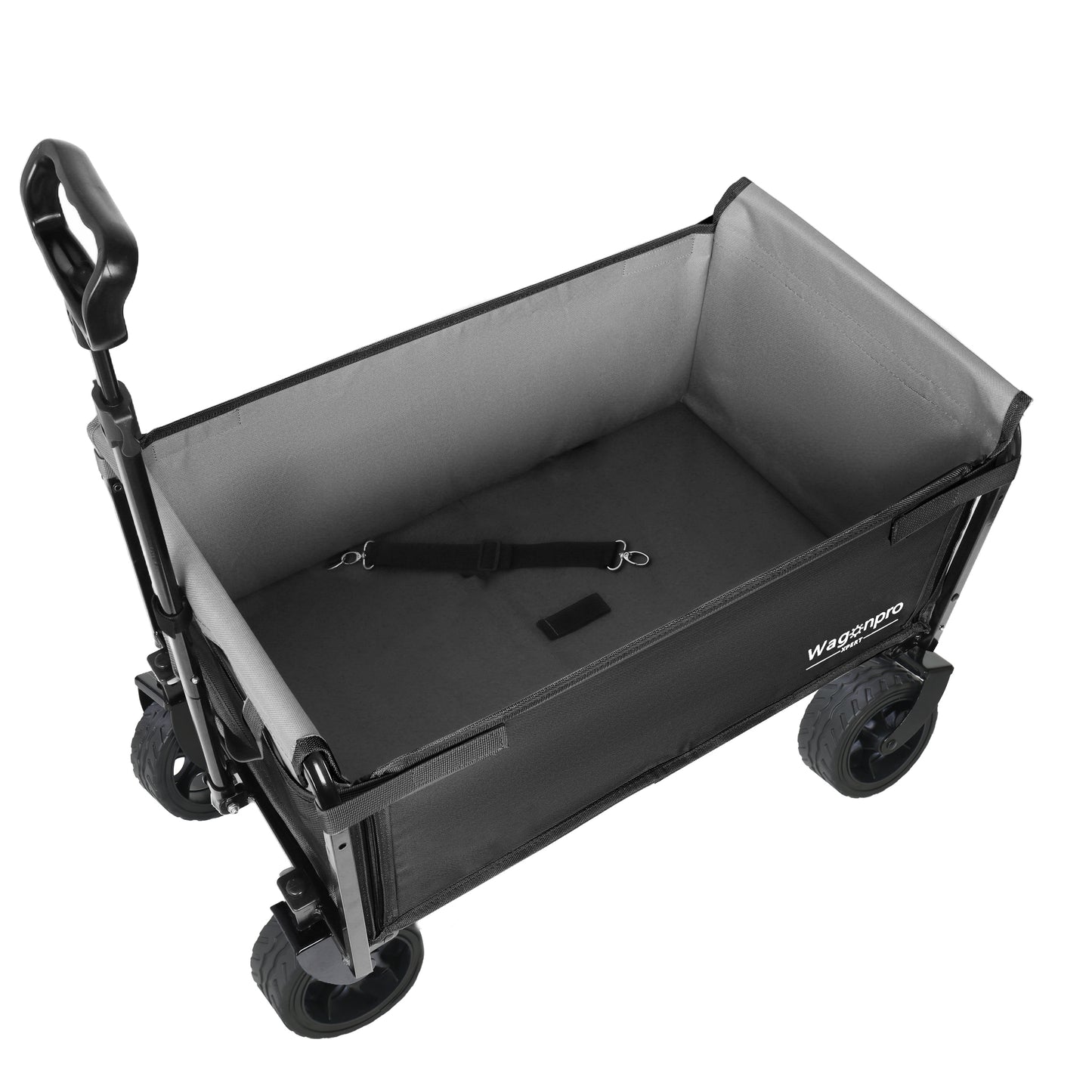 Upgraded 5*2" Wide Wheels, All-in-One Convertible Folding Trolley with Full-Side Opening & Dog Leash, Versatile Seating & Storage, 220Lbs Capacity for Camping, Beach, Shopping, Black image 8