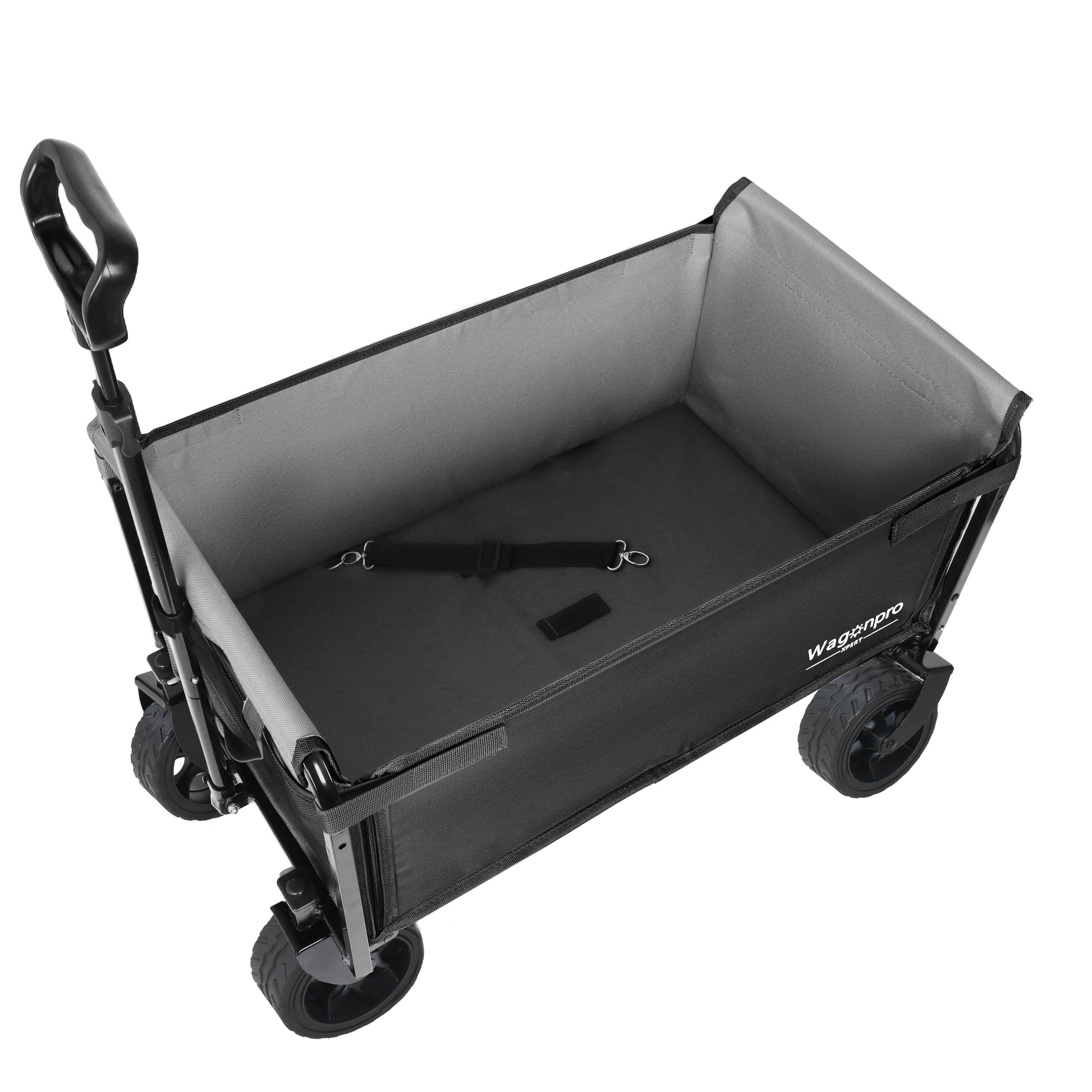 Upgraded 5*2" Wide Wheels, All-in-One Convertible Folding Trolley with Full-Side Opening & Dog Leash, Versatile Seating & Storage, 220Lbs Capacity for Camping, Beach, Shopping, Black image 8