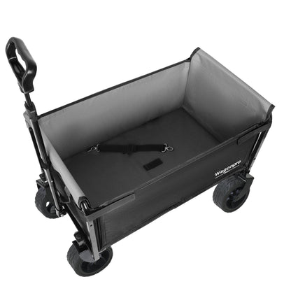 Upgraded 5*2" Wide Wheels, All-in-One Convertible Folding Trolley with Full-Side Opening & Dog Leash, Versatile Seating & Storage, 220Lbs Capacity for Camping, Beach, Shopping, Black image 8