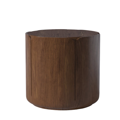 19.29"H Round Outdoor Indoor Side Table, Modern Wood Grain Patio Garden Stool, Sturdy MGO (Magnesium Oxide) Waterproof, No-Assembly Table for Patio, Garden, Backyard, Living Room (Brown) image 8