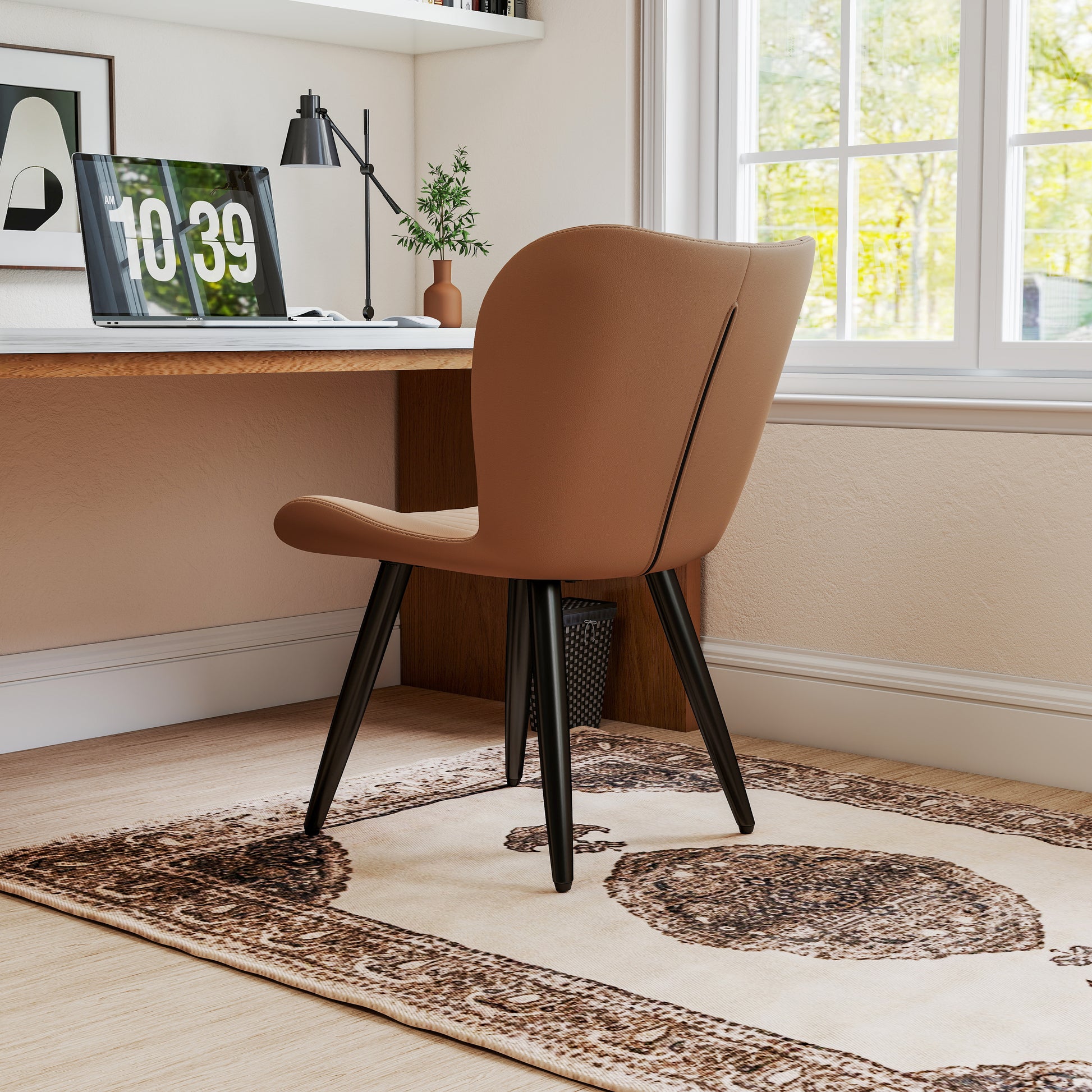 Set of 4 Modern PU Leather Dining Chairs with Thick Cushions & Metal Legs, Armless Faux Leather Side Chairs for Kitchen, Dining Room image 5