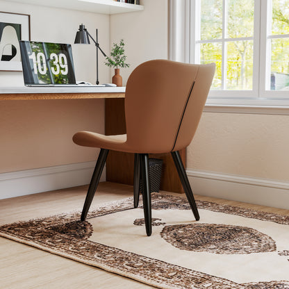 Set of 4 Modern PU Leather Dining Chairs with Thick Cushions & Metal Legs, Armless Faux Leather Side Chairs for Kitchen, Dining Room image 5