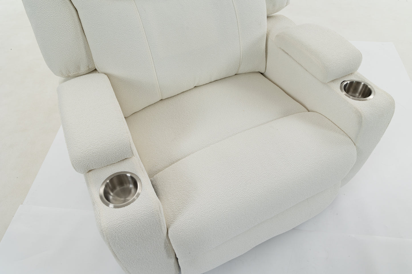 Extra Wide Power Recliner Chair 270° Swivel with Heat Massage - USB & Type C Charging Port - Velvet Swivel Reclining Chair for Living Room Bedroom Office image 12