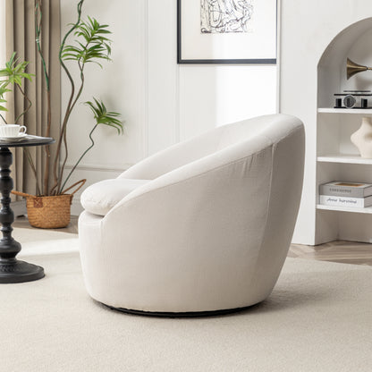 Winnie Modern Teddy Fabric Barrel Chair, 360° Swivel, Beige image 5