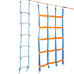VEVOR Ninja Warrior Obstacle Course for Kids, 2 x 56 ft Weatherproof Slacklines, 500lbs Weight Capacity Monkey Line, Outdoor Playset Equipment, Backyard Toys Training Equipment Set with 12 Obstacles