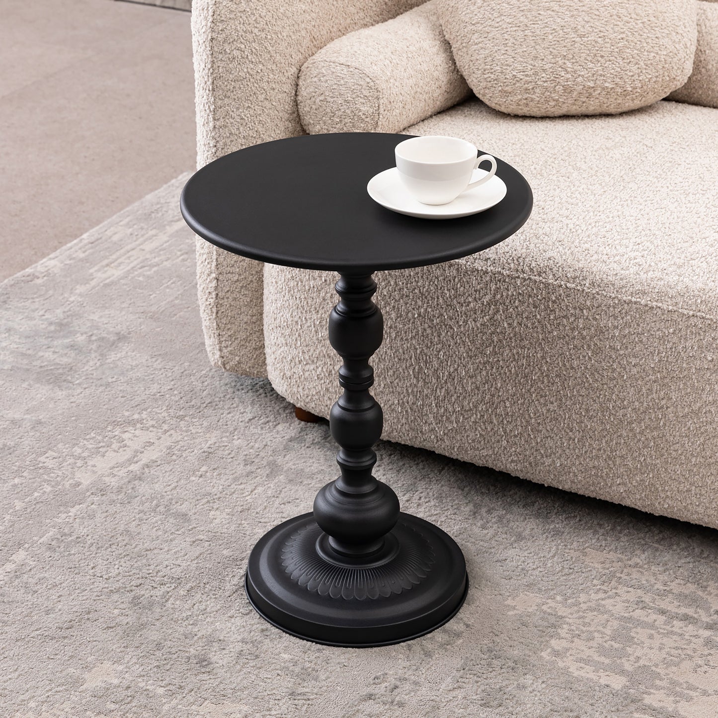 Vintage Metal Coffee Table End Table Round Side Table for Sofa Bedside Nightstand - Side View