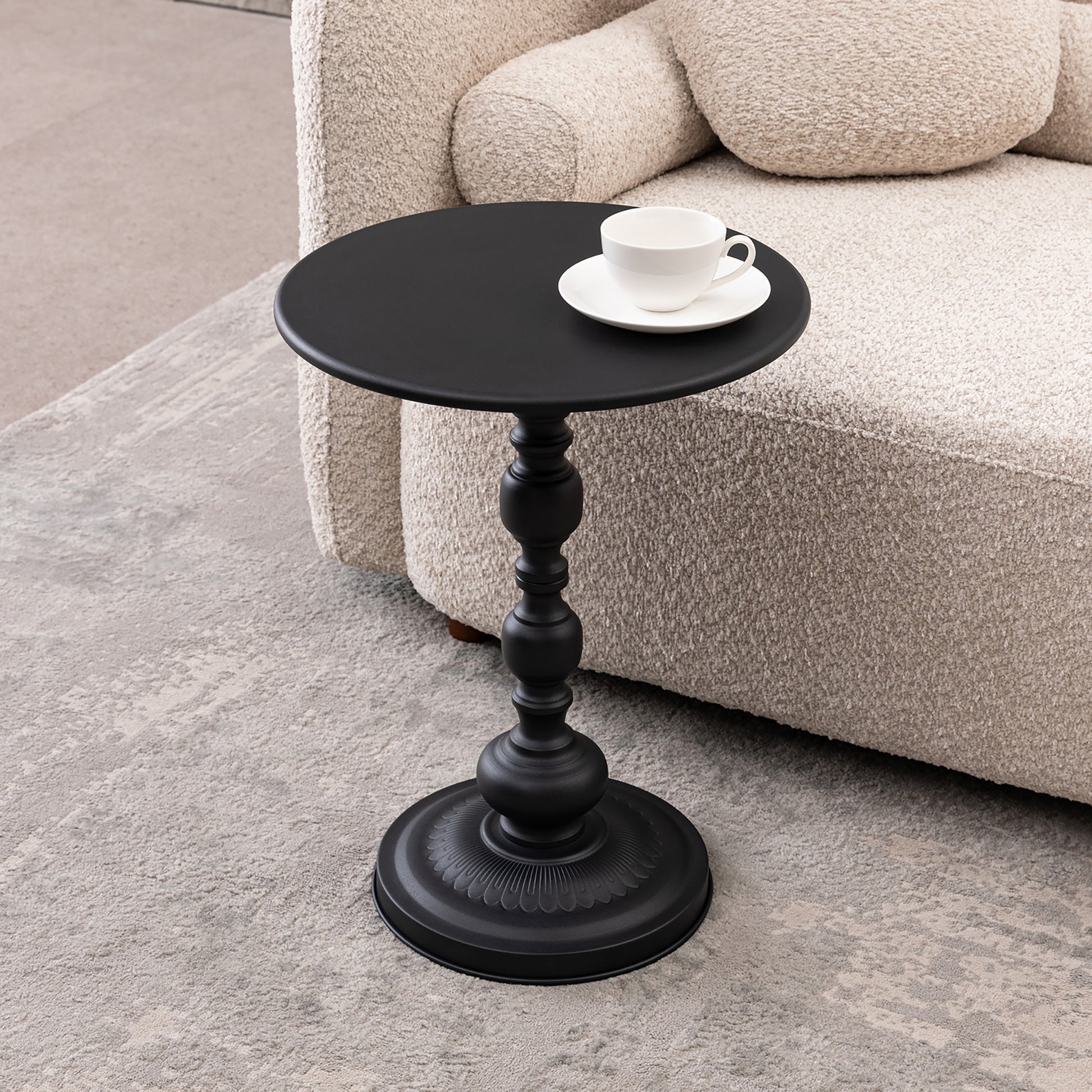 Vintage Metal Coffee Table End Table Round Side Table for Sofa Bedside Nightstand - Side View