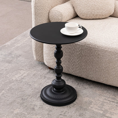 Vintage Metal Coffee Table End Table Round Side Table for Sofa Bedside Nightstand - Side View