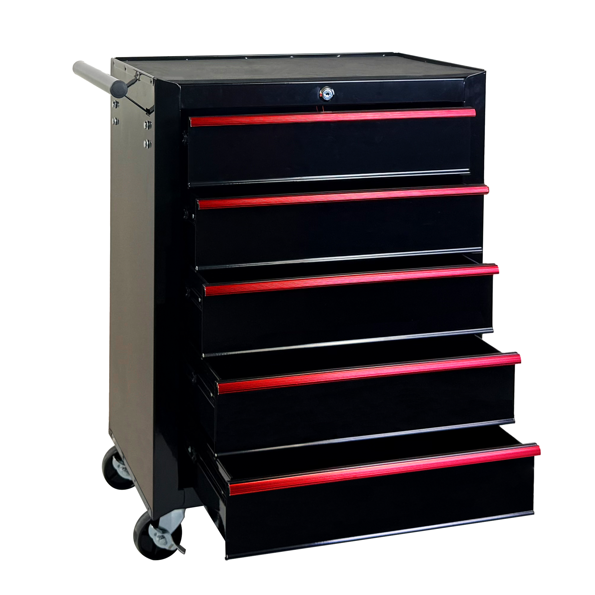 Rolling Metal Tool Chest with 5 Drawers, 20" 5-Drawer Tool Chest Cabinet with Ball Bearing Drawer Slides, Steel Tool Storage Box Organizer -BLACK image 12