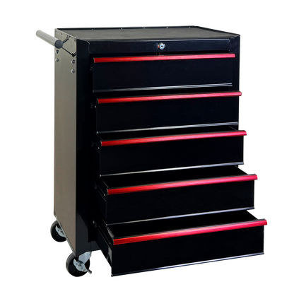 Rolling Metal Tool Chest with 5 Drawers, 20" 5-Drawer Tool Chest Cabinet with Ball Bearing Drawer Slides, Steel Tool Storage Box Organizer -BLACK image 12