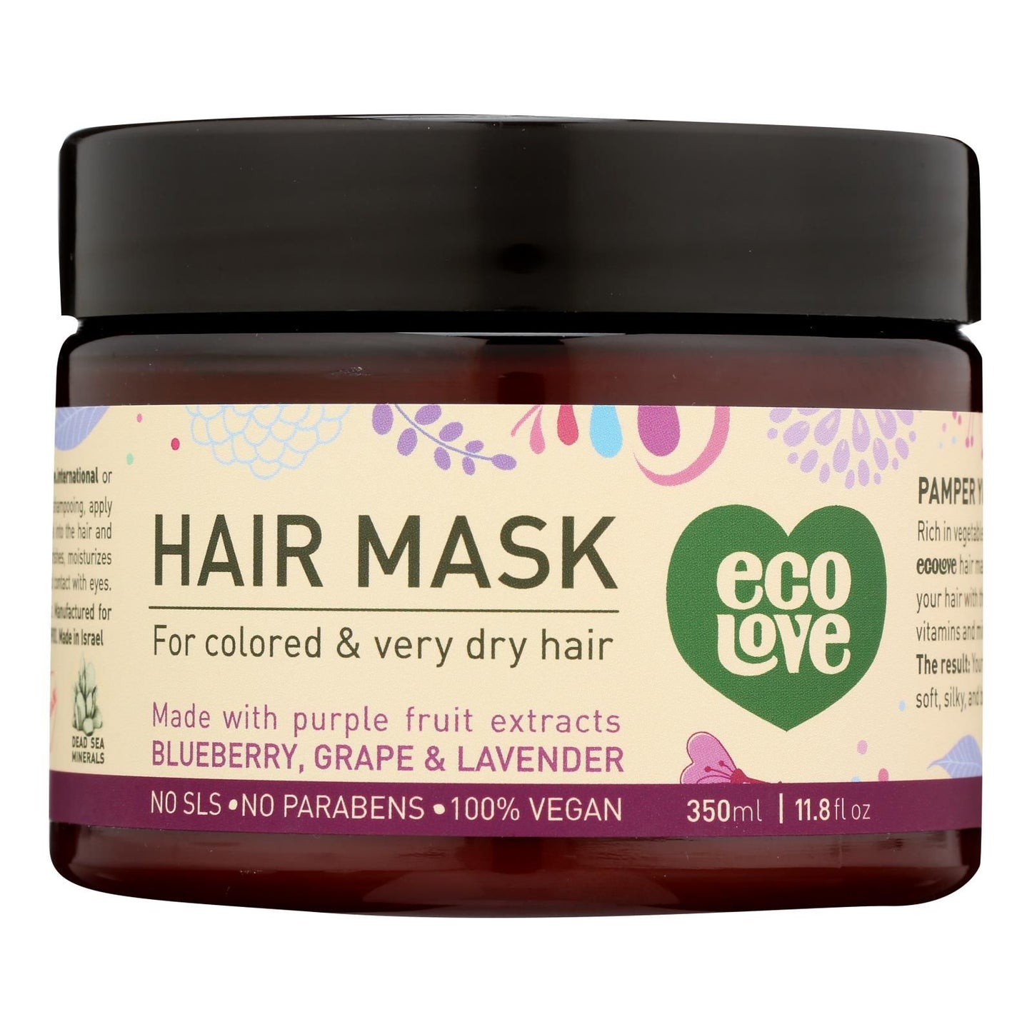 Ecolove Hair Mask - Purple Fruit Hair Mask For Colored And Very Dry Hair - Case Of 1 - 11.8 Oz. image 2