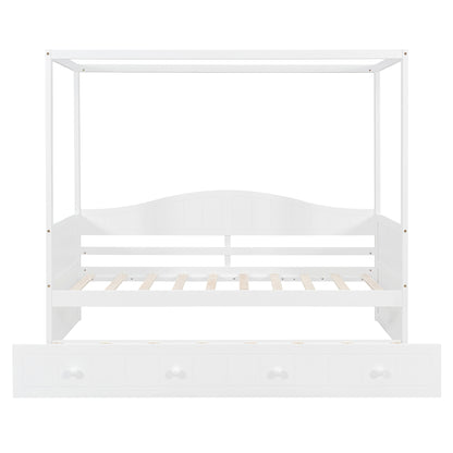 Twin Size Canopy Day Bed with twin size Trundle, White(Old SKU:N708P373423K) image 8