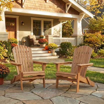 Outdoor Wooden Folding Adirondack Chair Set of 2 with Pre-Assembled BackRest, Wood Patio Chair for Garden Backyard Porch Pool Deck Firepit image 8