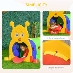 Qaba Caterpillar Tunnel for Kids, Outdoor Indoor Climb and Crawl Through, Play Equipment for Toddler 3-6, 4 Sections, for Daycare, Preschool, Playground, Multicolor