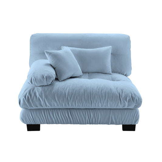 Pariss Sofa LSF Blue Chenille Modular 2-Seater Sofa with Pillows - Front View