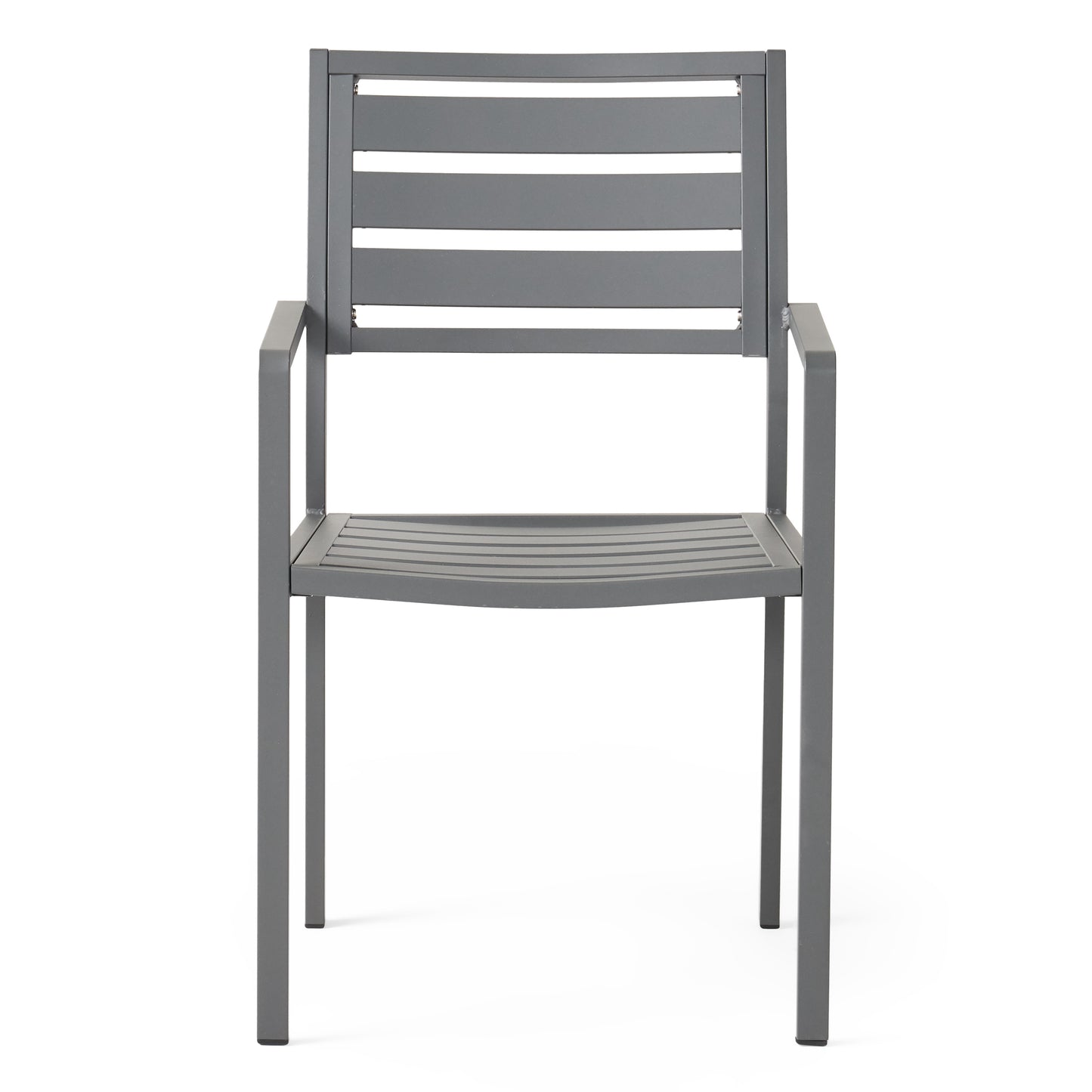 Outdoor Modern Aluminum Dining Chair (Set of 2), Gun Metal Gray image 5