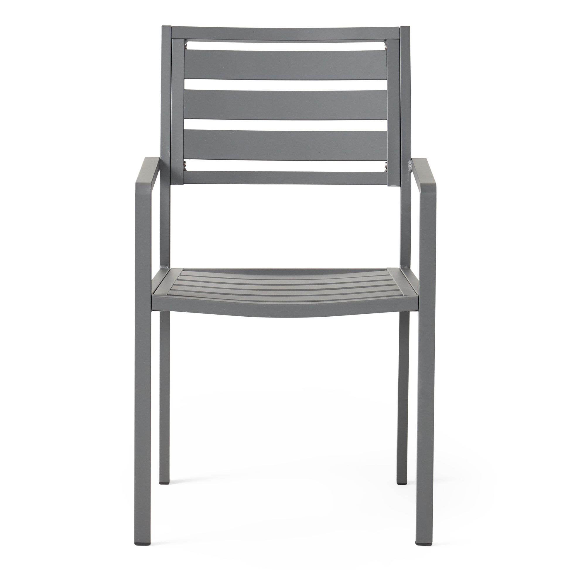 Outdoor Modern Aluminum Dining Chair (Set of 2), Gun Metal Gray image 5
