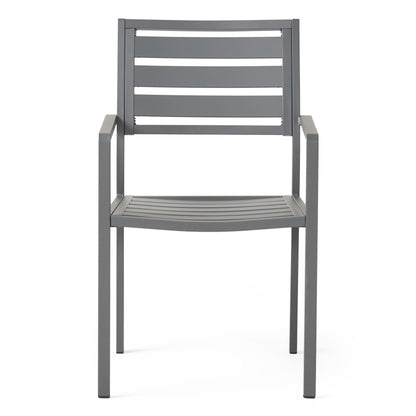 Outdoor Modern Aluminum Dining Chair (Set of 2), Gun Metal Gray image 5