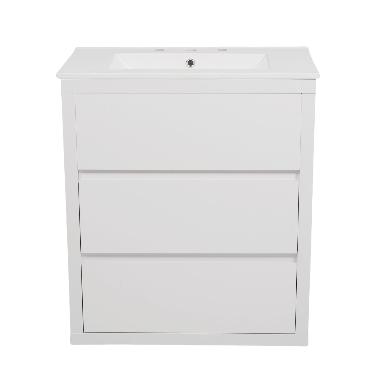 60" Double Sinks Bathroom Vanity Set, Bathroom Cabinet with Two Separate Ceramic Sinks, Full-Extension Drawers & Soft Close Undermount Drawer Slides, White image 10
