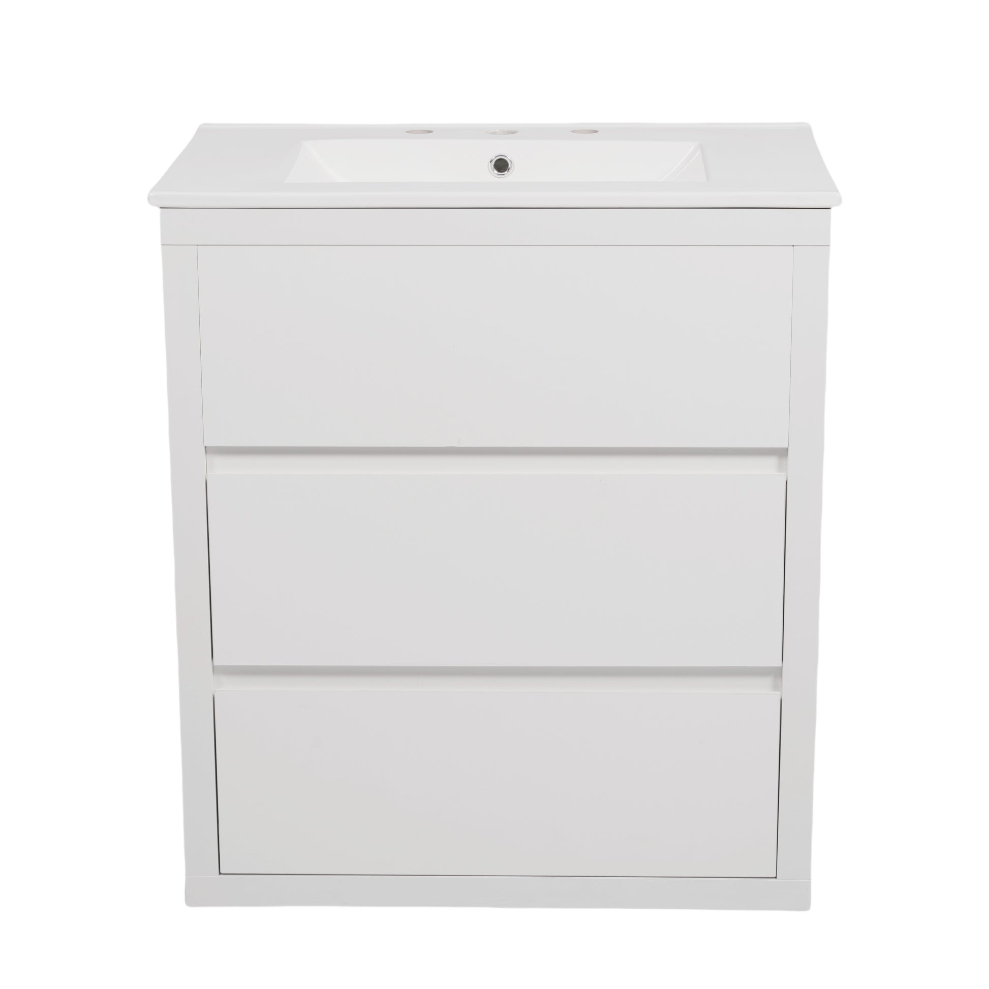 60" Double Sinks Bathroom Vanity Set, Bathroom Cabinet with Two Separate Ceramic Sinks, Full-Extension Drawers & Soft Close Undermount Drawer Slides, White image 10