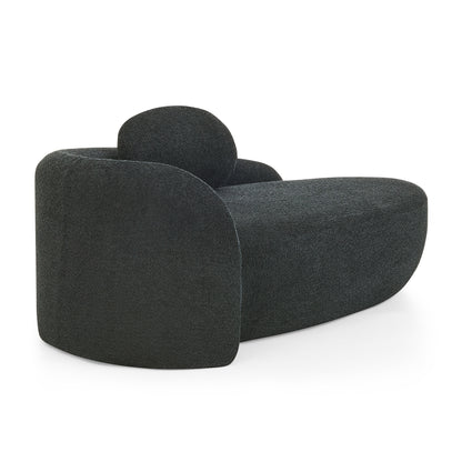 Modern Oval Single Lazy Sofa Chair with Integrated Backrest, Side Armrest and Pillow, Compact Space-Saving Lounge Chair for Living Room Bedroom-Black image 7