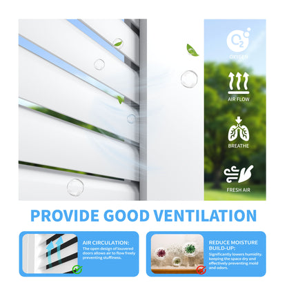 32" X 80"Louver Interior Door Slab, White PVC Waterproof Moisture-Resistant for Laundry Closet Pantry Bathroom, Sliding Pocket Barn Bypass w/o Hardware&Frame image 6