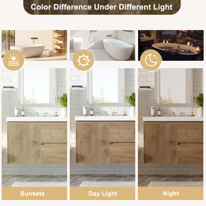 [Video]59.3 Inch Double Sink Bathroom Vanity with SMC Top, MDF Cabinet, Soft Close Doors, Divided Drawers, Wall-Mounted Modern Storage Vanity for Large Bathrooms image 9