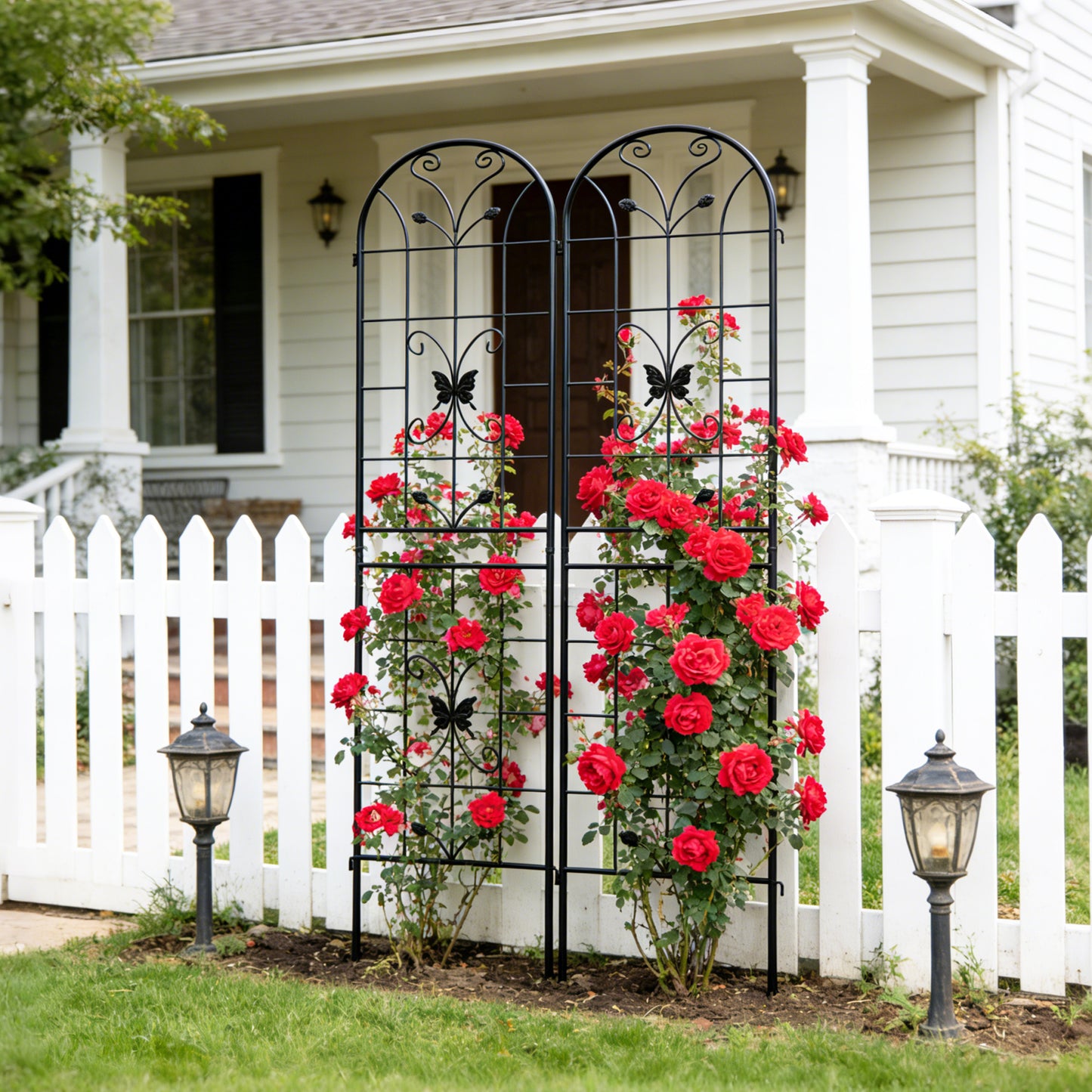 2 Pack Metal Garden Trellis 86.7" x 19.7" Rustproof Trellis for Climbing Plants Outdoor Flower Support Black image 10