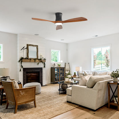 48-Inch Ceiling Fan with Light, Dimmable LED with Memory, Quiet DC Motor, 3F Wood Blades – for Bedroom, Living Room image 3