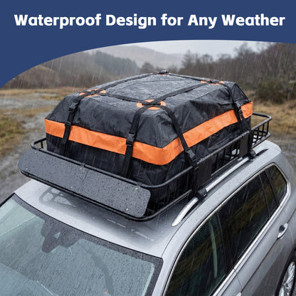 64 x 39 x 6 Inch Universal 250LB Heavy Duty Roof Rack Cargo with 500D PVC Waterproof Cargo Bag, Car Top Luggage Holder Carrier Basket for SUV, Truck or RV Camping Storage Steel Construction image 6