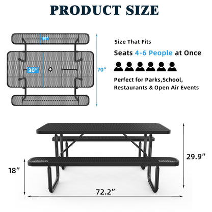 Black 6ft Long Table & Chair Set with Umbrella Hole image 5