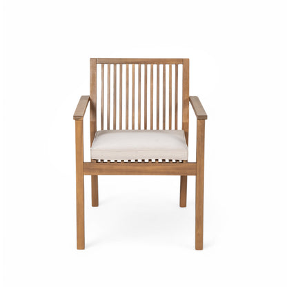 Patio Dining Chair Set of 2 - Sturdy Acacia Wood, Comfortable Waterproof Seating, 400 lbs Capacity, Brown Color Frame image 8