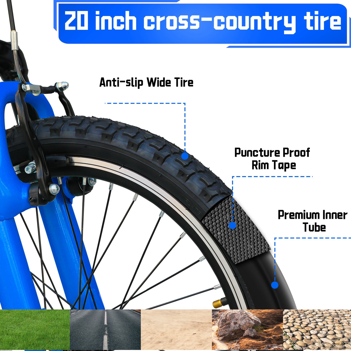 20 Inch Mountain Bike, 7-Speed Adult Dual-Suspension Mountain Bicycle with Sturdy Steel Frame, Excellent Twist Shifting, Dual Handbrake & Adjustable Seat for Men Women image 7