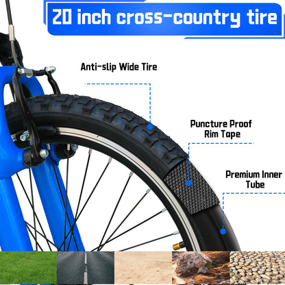 20 Inch Mountain Bike, 7-Speed Adult Dual-Suspension Mountain Bicycle with Sturdy Steel Frame, Excellent Twist Shifting, Dual Handbrake & Adjustable Seat for Men Women image 7