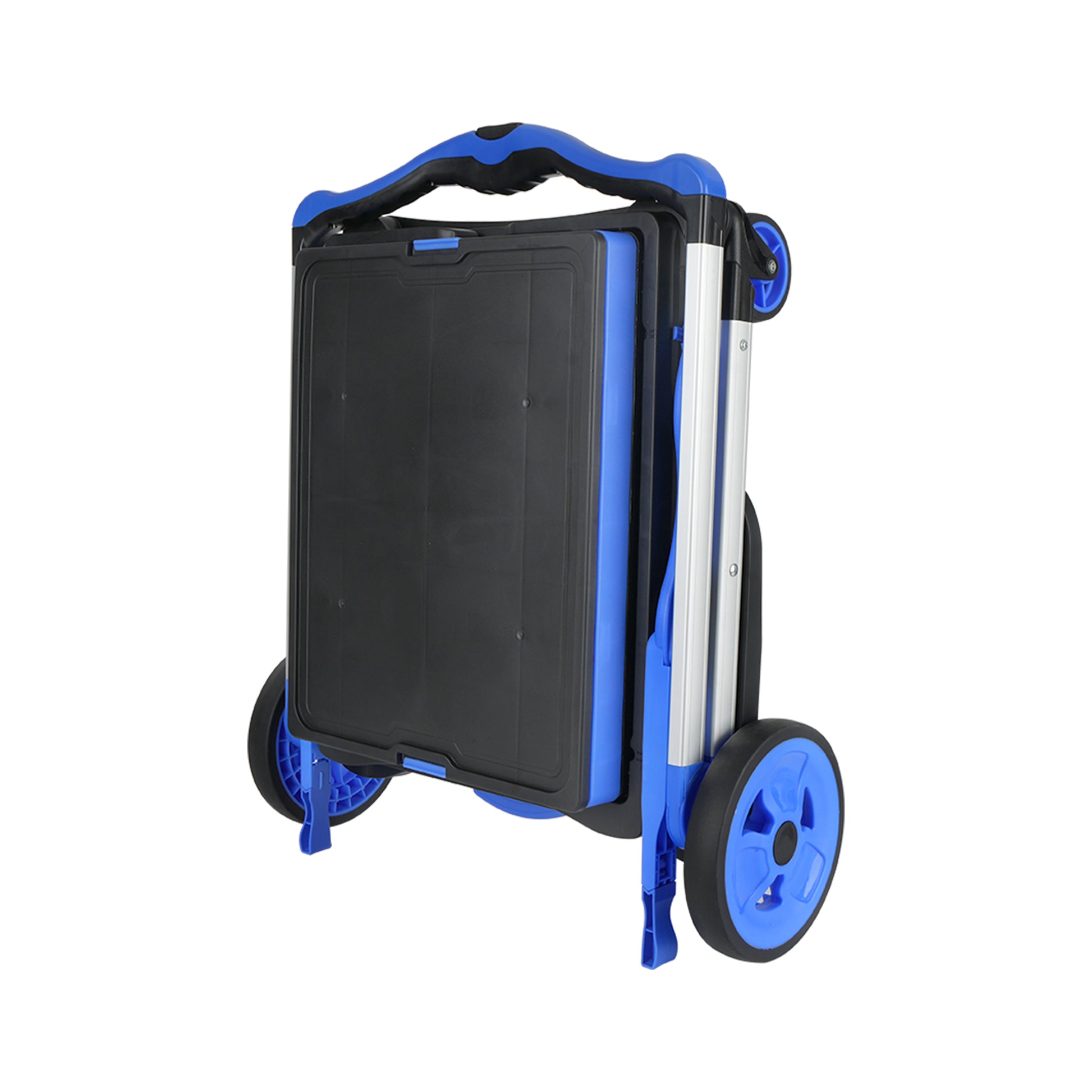 2-Tier Folding Cart Multi Use Functional Collapsible carts Shopping Trolley with Wheels Shopping Cart with Storage Crate Utility Cart for Groceries Warehouse Supermarket image 9