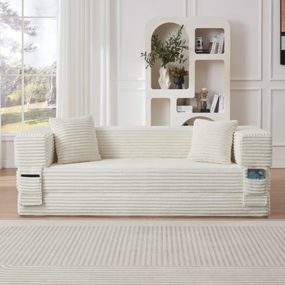 Modern cord sofa with stylish appearance, classic square design, unique two-tier design, convertible into a bed, ideal for apartments and large spaces. image 2