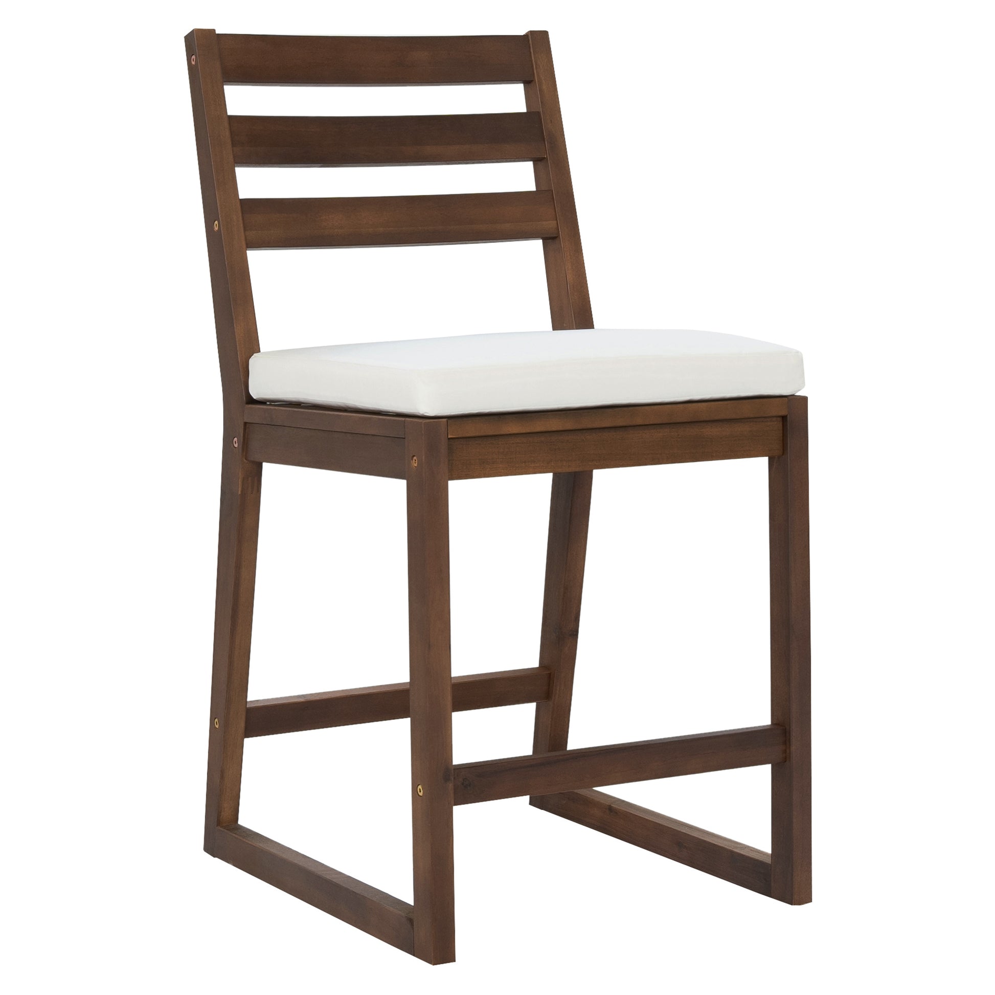 TREXM 5-Piece Rustic Patio Bar Set, Patio Table and Chairs Set with Ergonomic Chairs, Solid Wood Slatted Tabletop for Poolside, Balcony, Backyard, Porch (Mocha+Beige Cushion) image 8