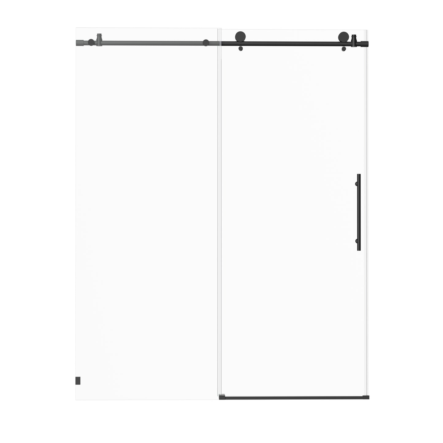 56-60"W x 76"H Frameless Shower Door, Sliding Shower Door, with Premium 5/16"(8mm)Thick Tempered Glass Shower Enclosure,Chrome Matte Black With Buffer, kd image 10