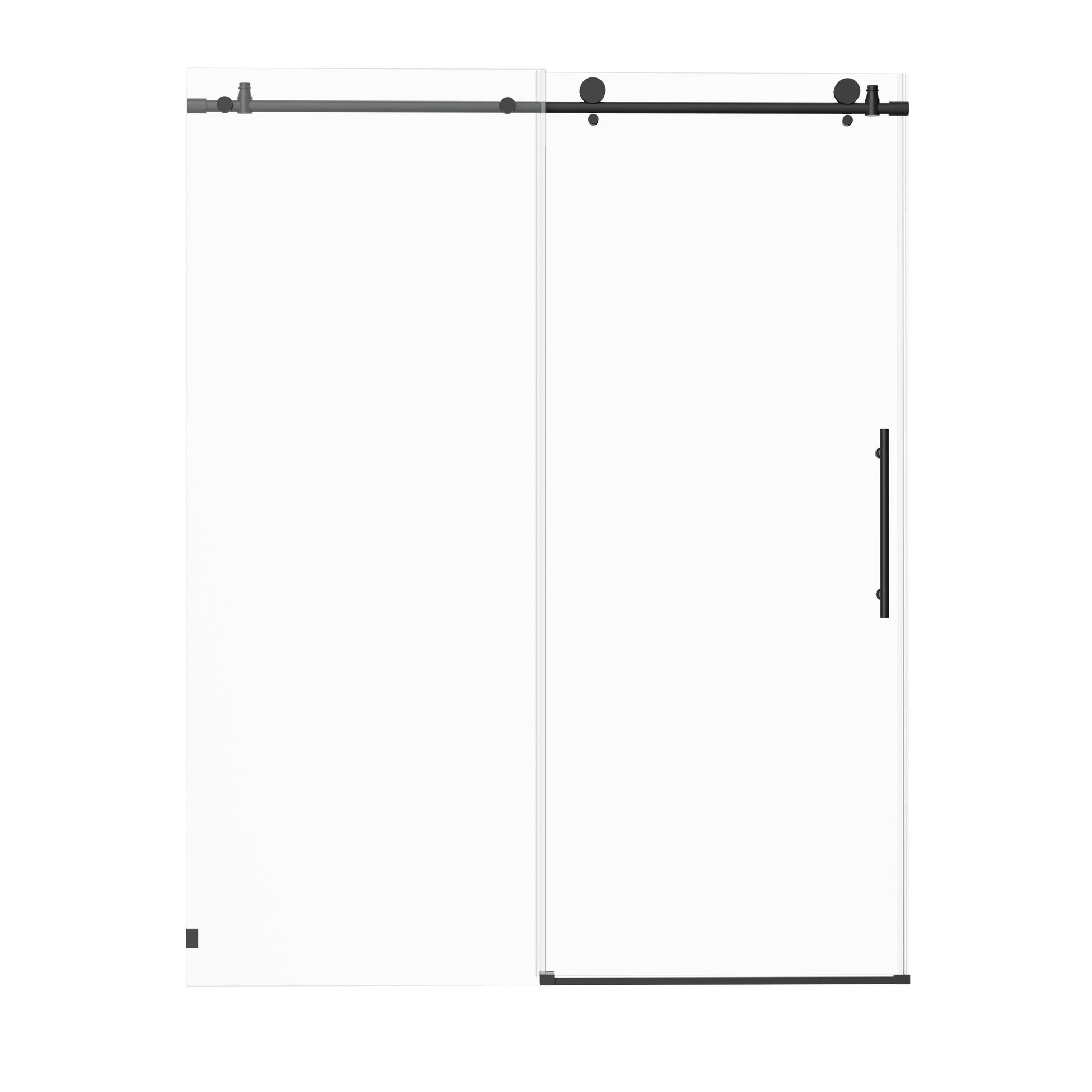 56-60"W x 76"H Frameless Shower Door, Sliding Shower Door, with Premium 5/16"(8mm)Thick Tempered Glass Shower Enclosure,Chrome Matte Black With Buffer, kd image 10
