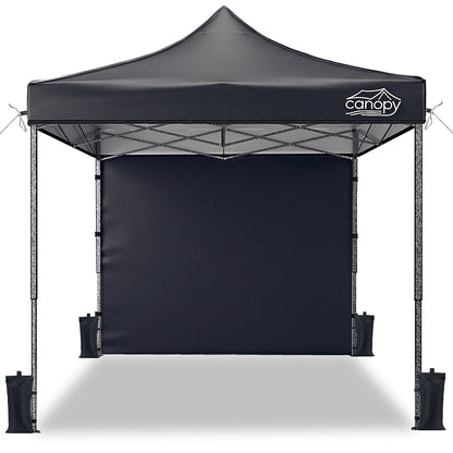 10x10 Pop Up Canopy Tent w/ 1 Sidewall, Black Speckled Steel Frame, Black Silver-Coated Top UPF50+ Water-Resistant, 4 Adjustable Heights (6.7-7.6 ft) Includes Sandbags Stakes Ropes Carry Bag for Beach image 11
