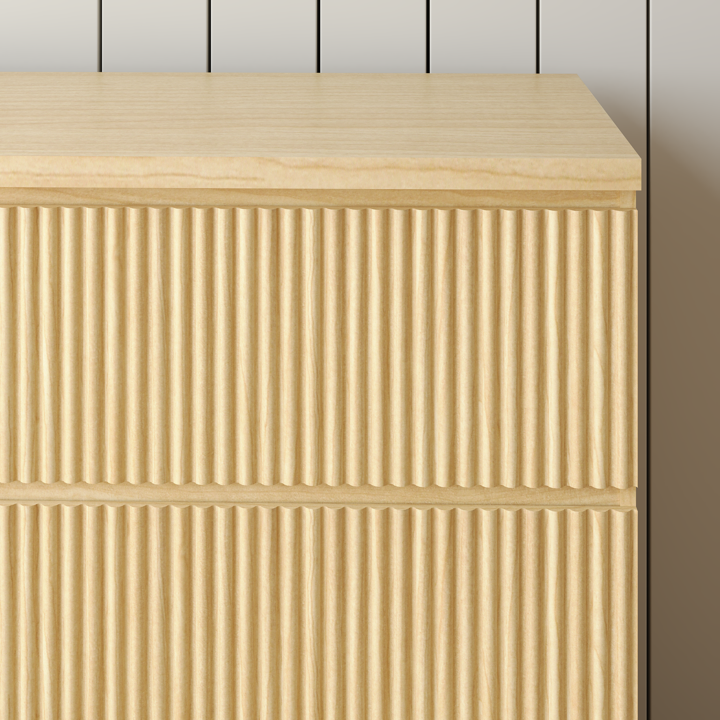 Modern Natural Wood 6 Drawer Dresser, Wave Panel Drawer Fronts, Storage Cabinet, Versatile Chest of Drawers for Bedroom, Living Room - Sleek & Spacious Home Storage Solution image 9