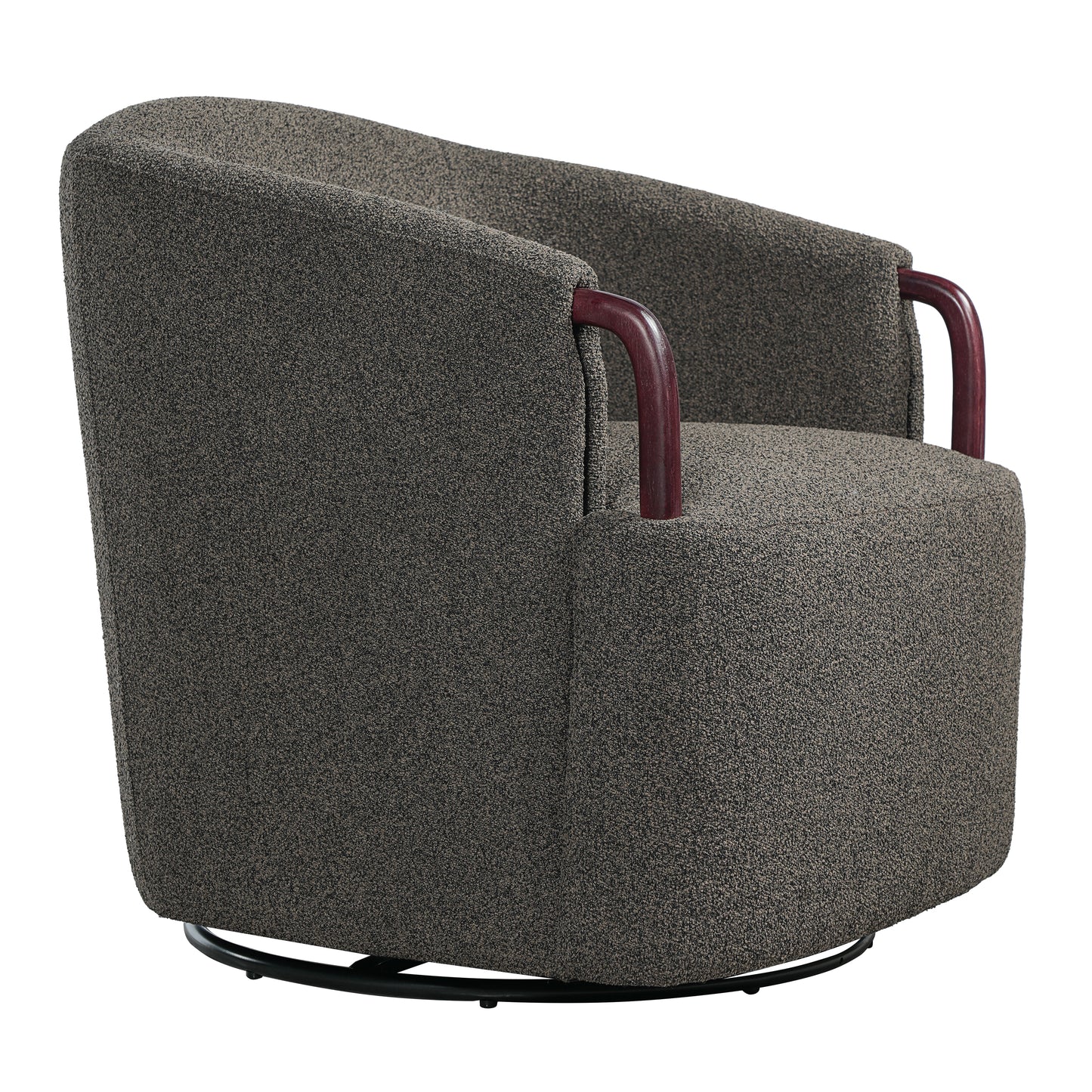 30" Modern Boucle Swivel Barrel Chair with Solid Wood Accents, Soft Durable Upholstery & 360° Swivel Base, Ideal for Living Room, Bedroom, or Office image 6